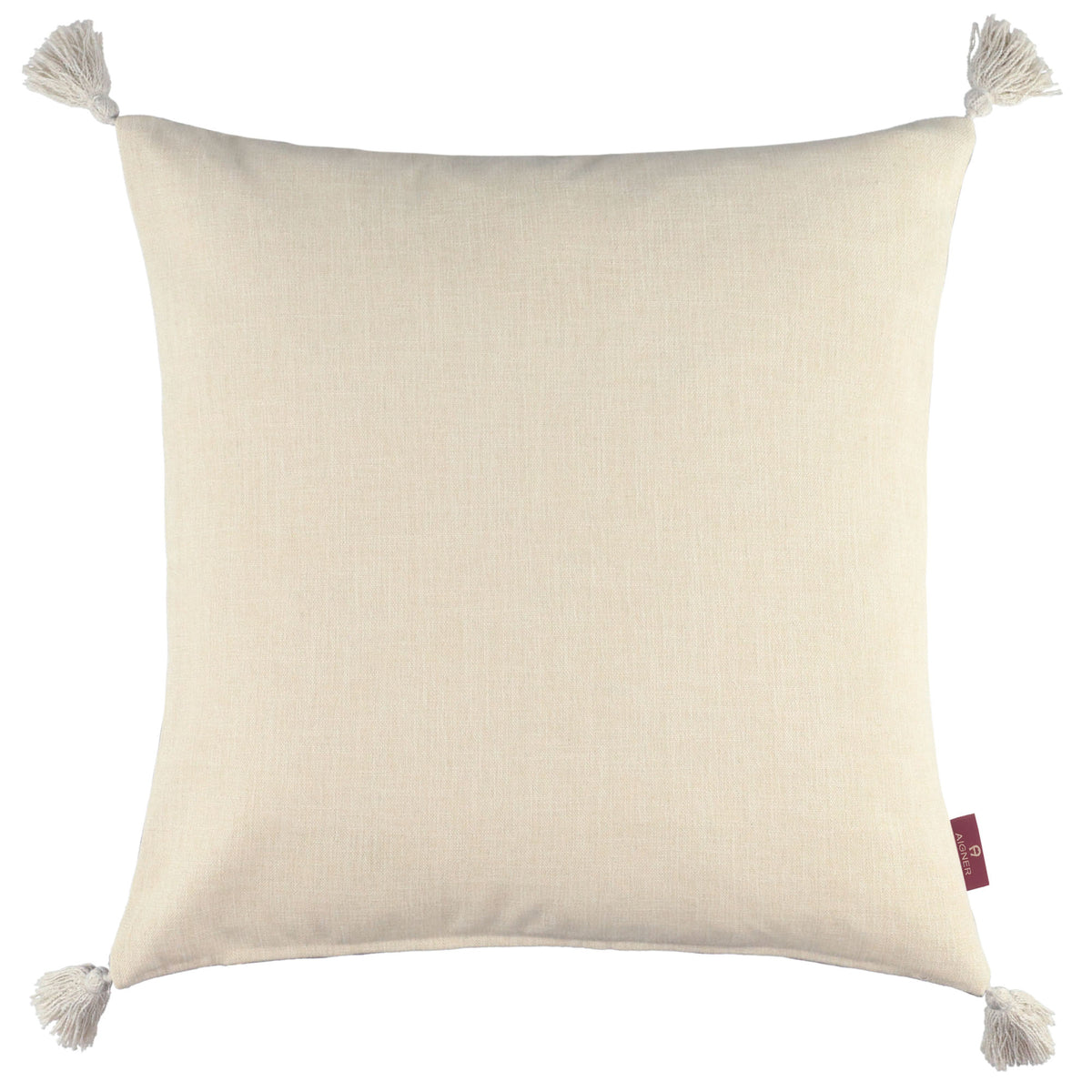 AIGNER Zierkissenhülle 50x50 cm – Strukturstoff, Stickerei & Quasten, Beige/Rosa