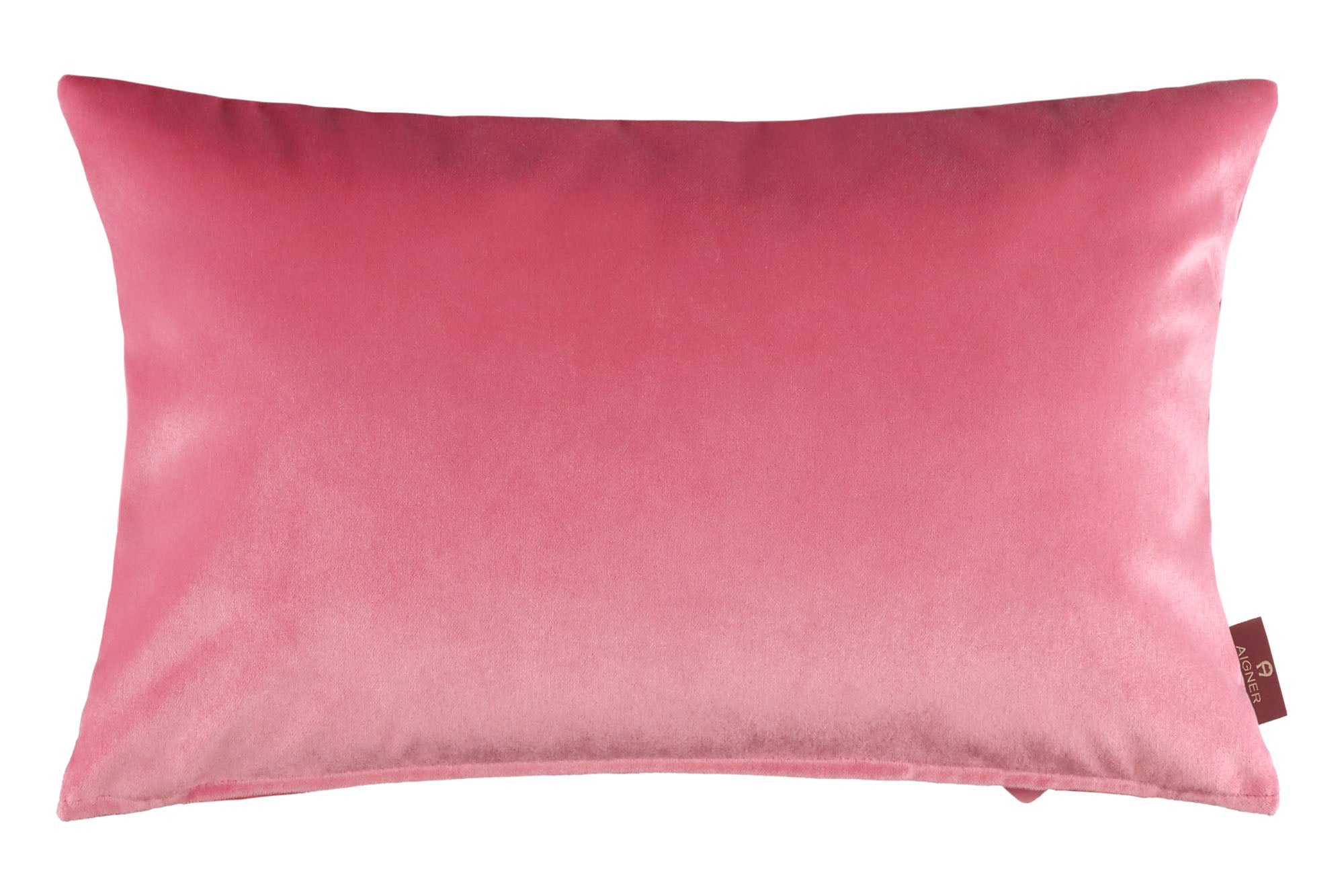AIGNER Samt Zierkissenhülle 30x50 cm – Blumen Applikation, Dekokissen Beige/Rosa