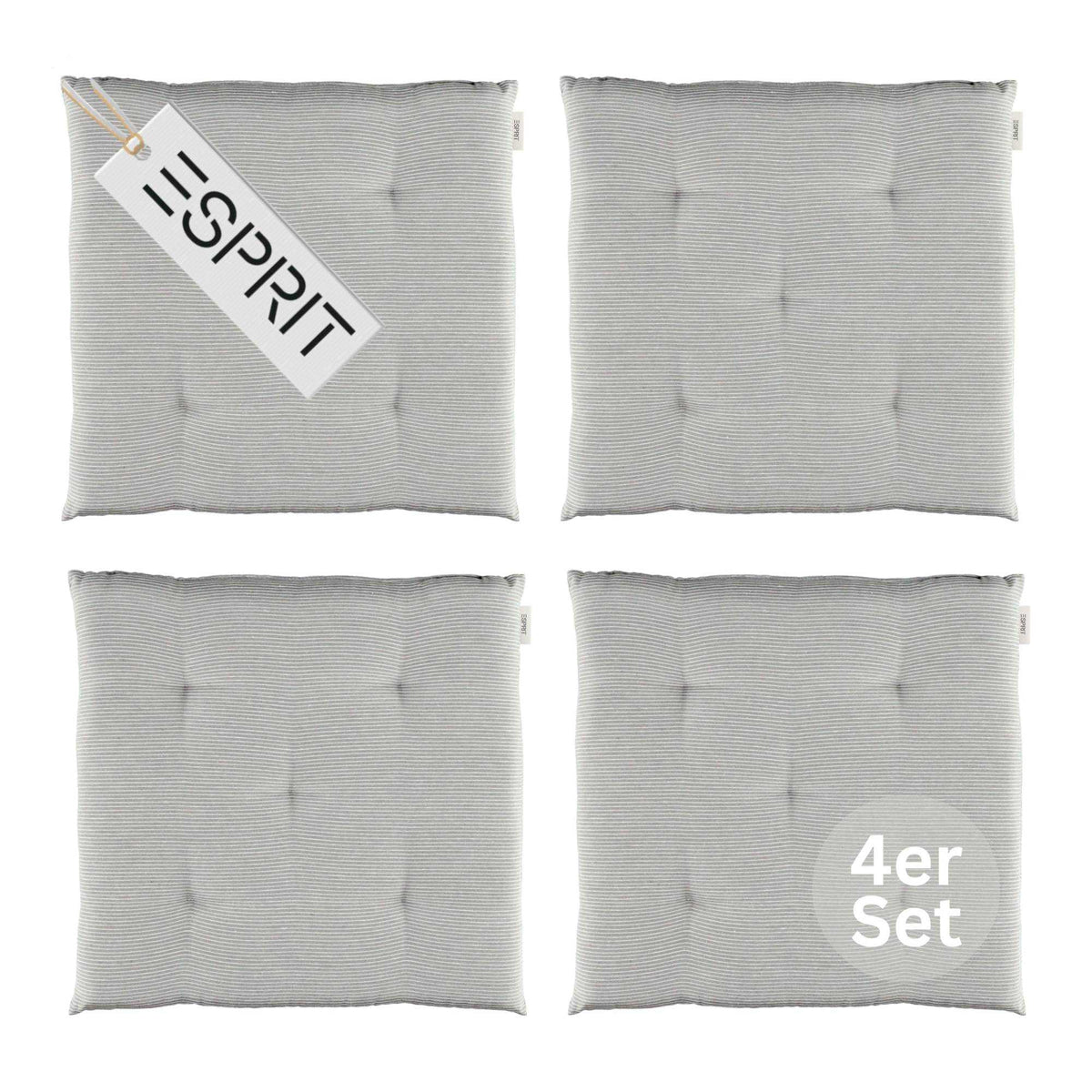 Esprit Stuhlkissen 40x40 cm, gewebt mit Stepppunkten & Nadelstreifen, pflegeleicht, waschbar 30°C, verschiedene Farben