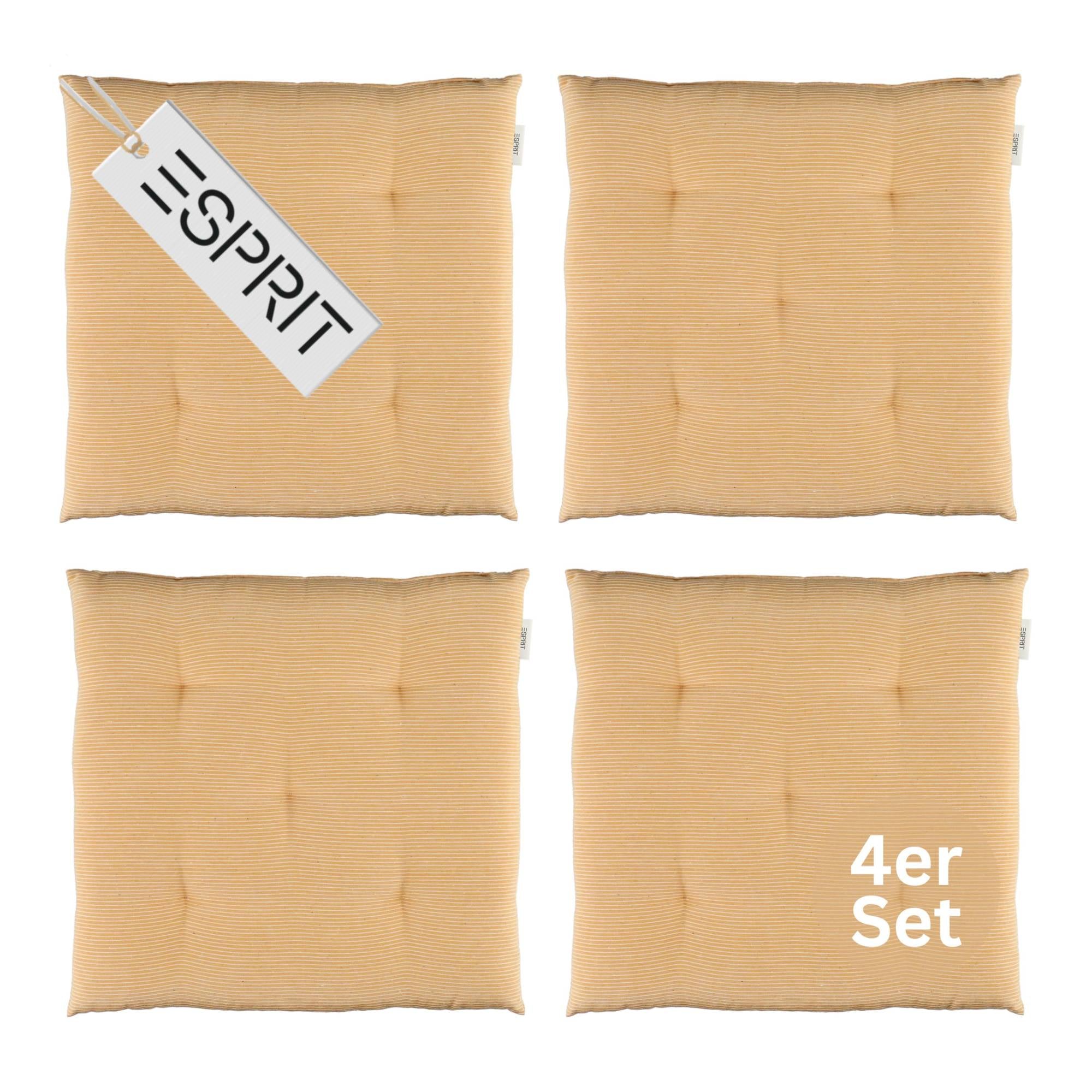 Esprit Stuhlkissen 40x40 cm, gewebt mit Stepppunkten & Nadelstreifen, pflegeleicht, waschbar 30°C, verschiedene Farben