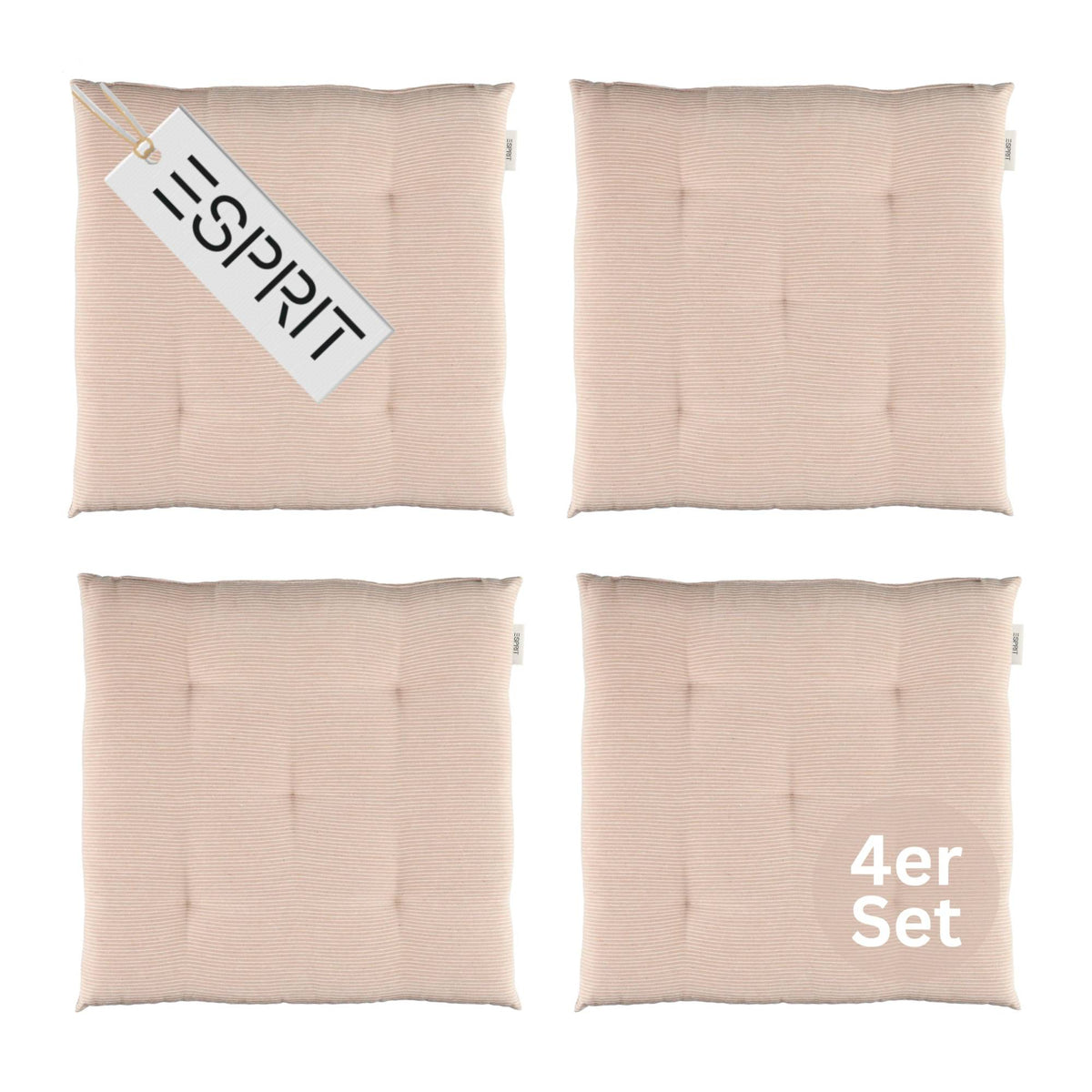 Esprit Stuhlkissen 40x40 cm, gewebt mit Stepppunkten & Nadelstreifen, pflegeleicht, waschbar 30°C, verschiedene Farben