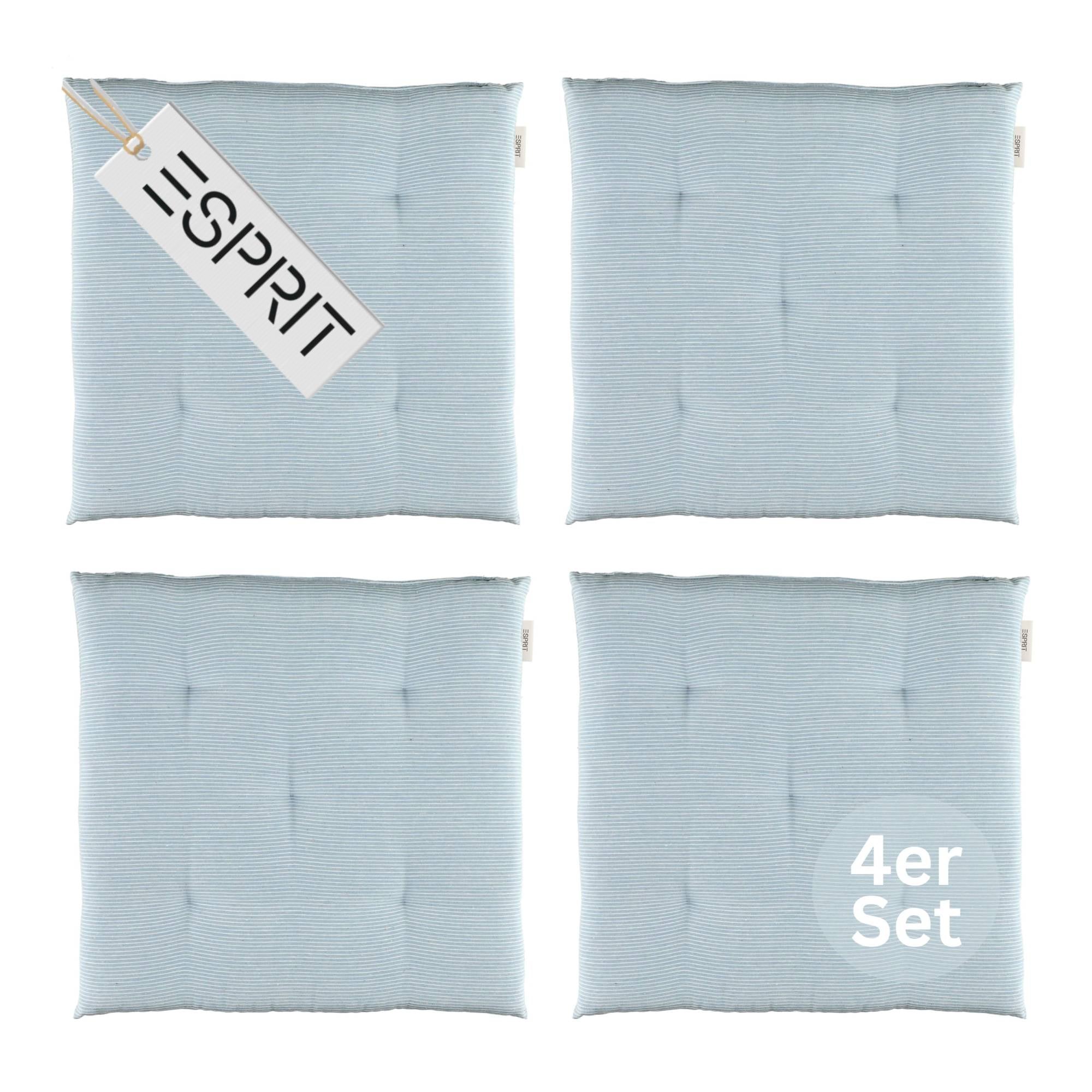 Esprit Stuhlkissen 40x40 cm, gewebt mit Stepppunkten & Nadelstreifen, pflegeleicht, waschbar 30°C, verschiedene Farben