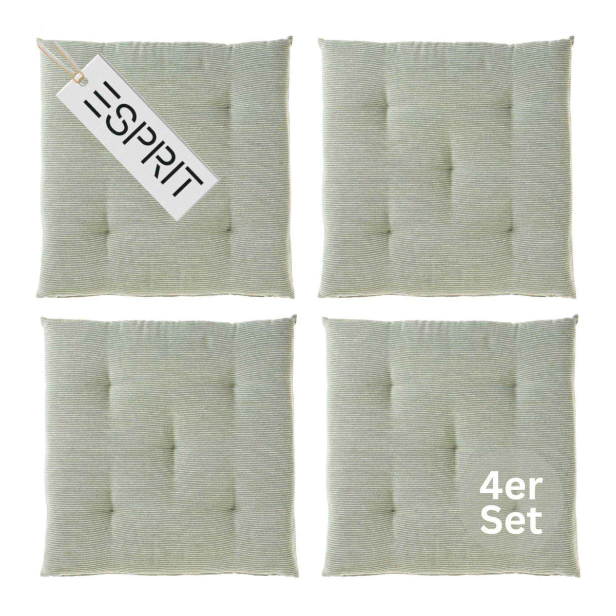 Esprit Stuhlkissen 40x40 cm, gewebt mit Stepppunkten & Nadelstreifen, pflegeleicht, waschbar 30°C, verschiedene Farben