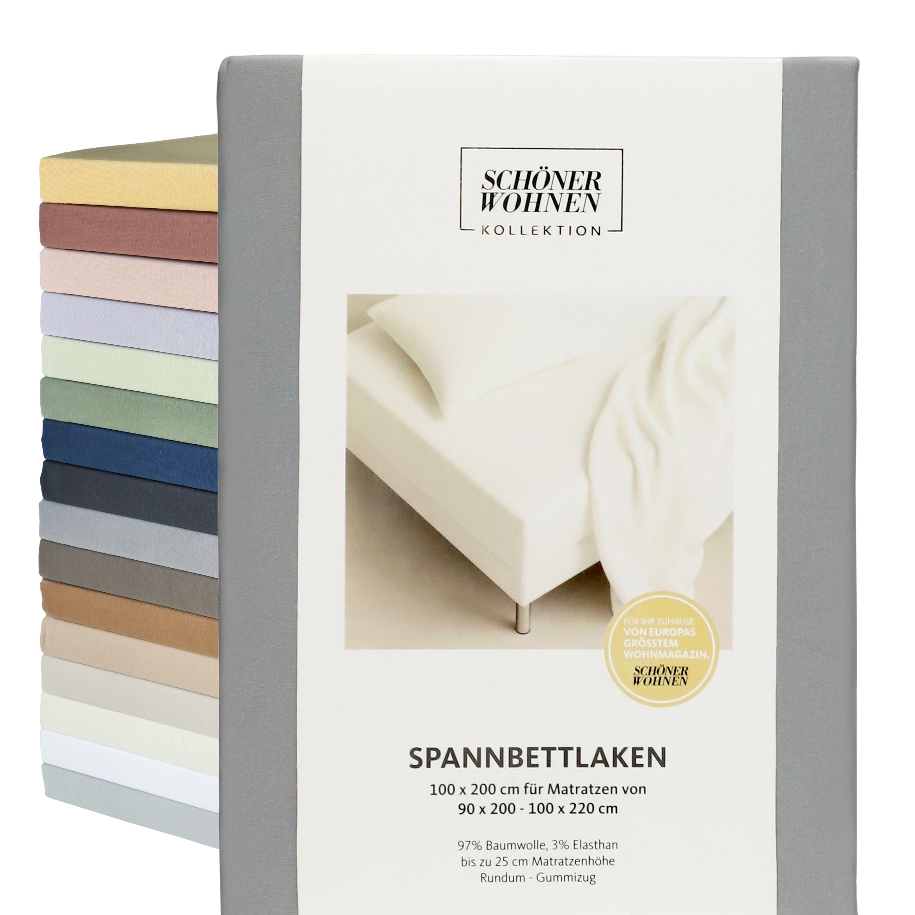 SCHÖNER WOHNEN Spannbettlaken, Spannbetttuch, 100x200cm, 150x200cm, 200x200cm, Jersey-Elasthan