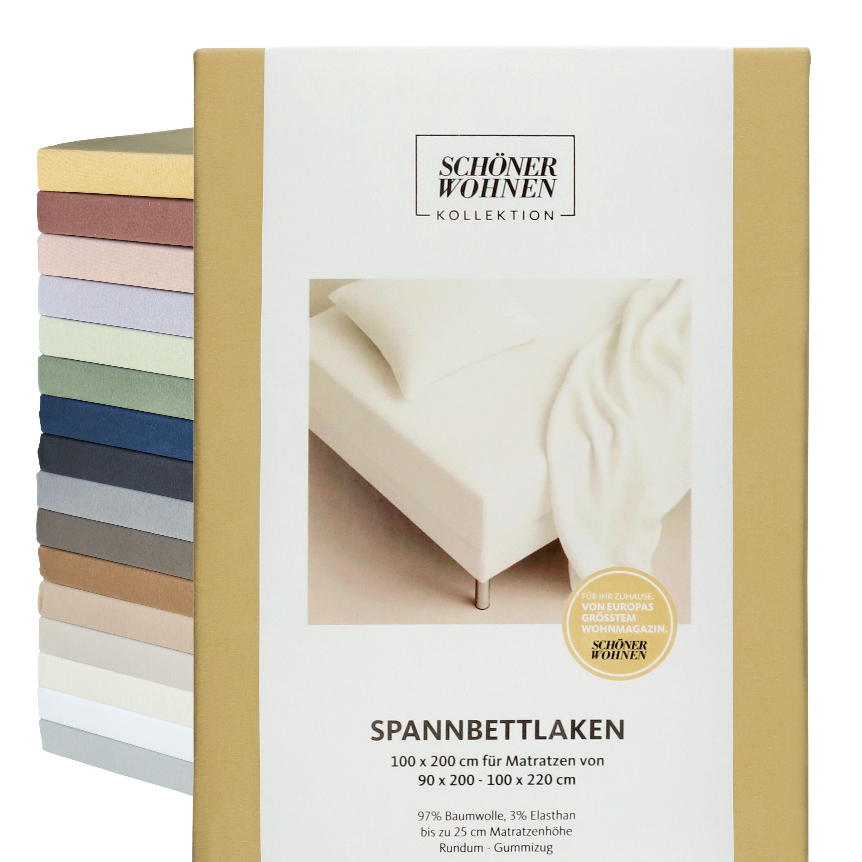 SCHÖNER WOHNEN Spannbettlaken, Spannbetttuch, 100x200cm, 150x200cm, 200x200cm, Jersey-Elasthan