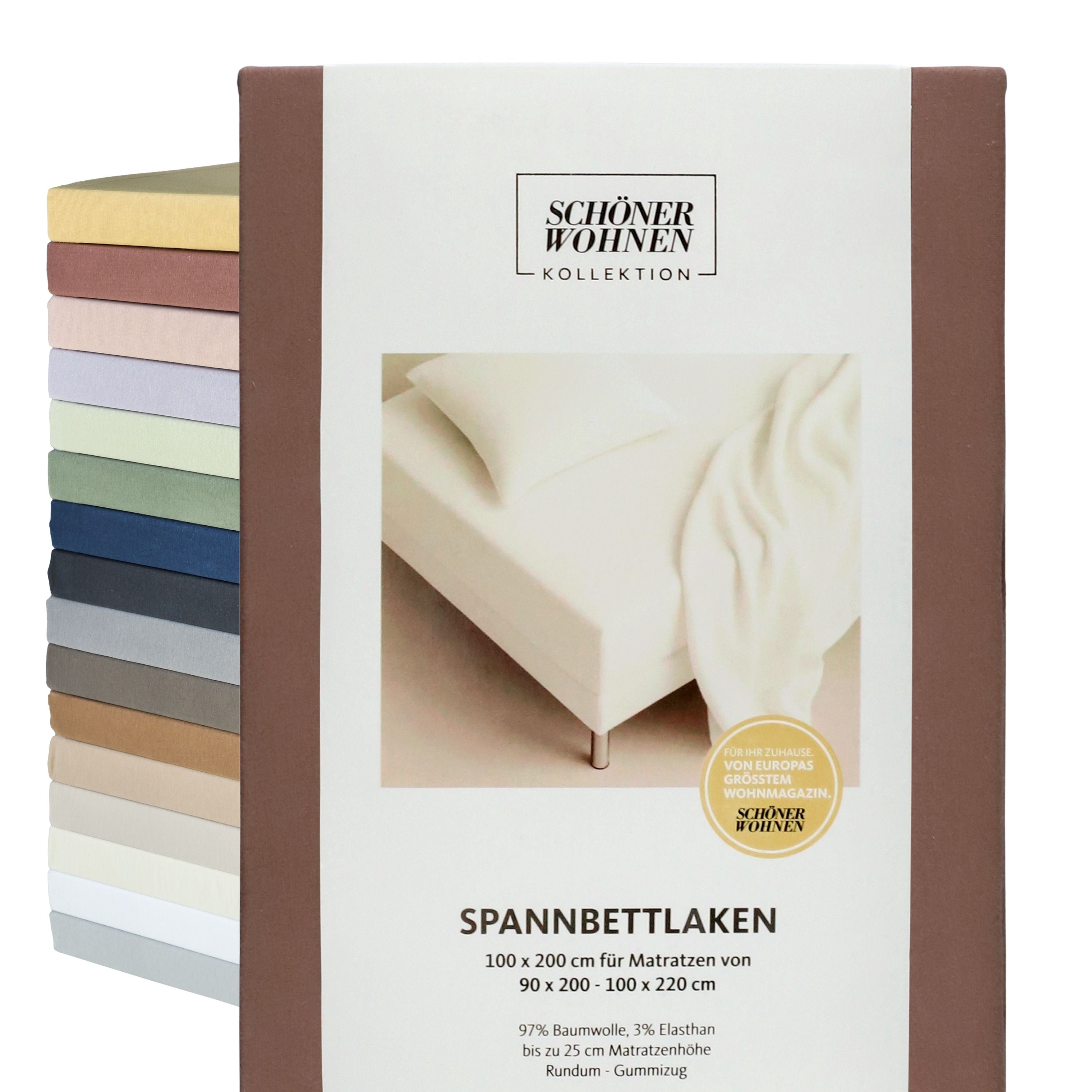 SCHÖNER WOHNEN Spannbettlaken, Spannbetttuch, 100x200cm, 150x200cm, 200x200cm, Jersey-Elasthan