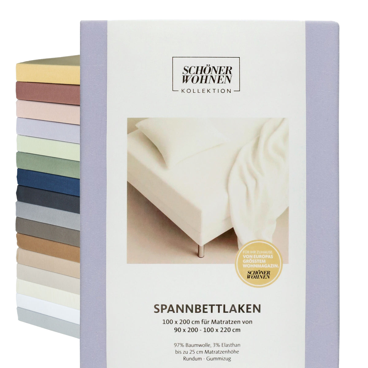 SCHÖNER WOHNEN Spannbettlaken, Spannbetttuch, 100x200cm, 150x200cm, 200x200cm, Jersey-Elasthan