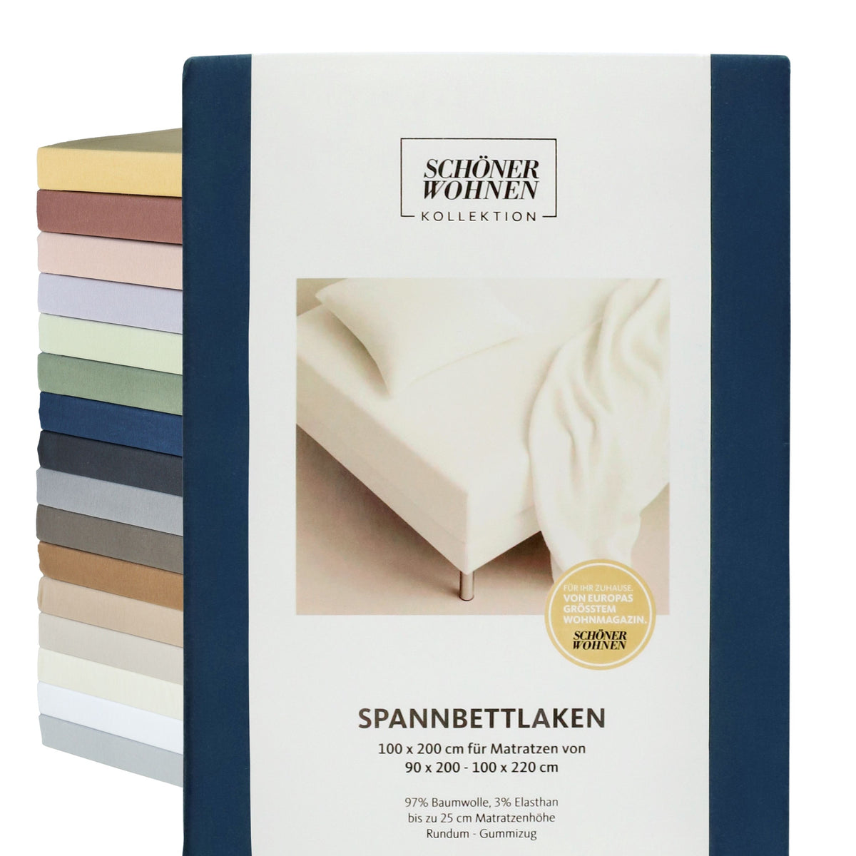 SCHÖNER WOHNEN Spannbettlaken, Spannbetttuch, 100x200cm, 150x200cm, 200x200cm, Jersey-Elasthan
