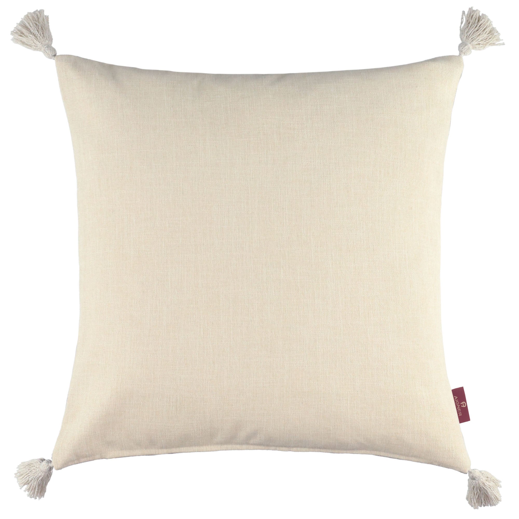 AIGNER Zierkissenhülle 50x50 cm – Strukturstoff, Stickerei & Quasten, Beige/Rosa
