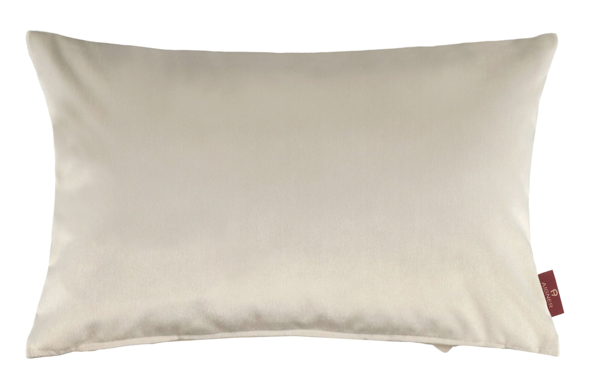 AIGNER Samt Zierkissenhülle 30x50 cm – Blumen Applikation, Dekokissen Beige/Rosa