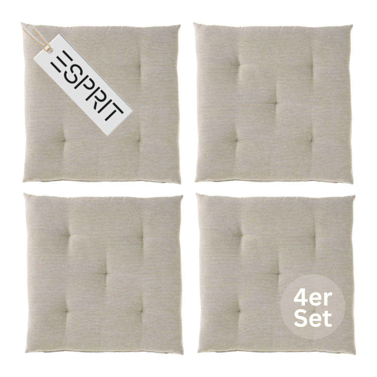Esprit Stuhlkissen 40x40 cm, gewebt mit Stepppunkten & Nadelstreifen, pflegeleicht, waschbar 30°C, verschiedene Farben