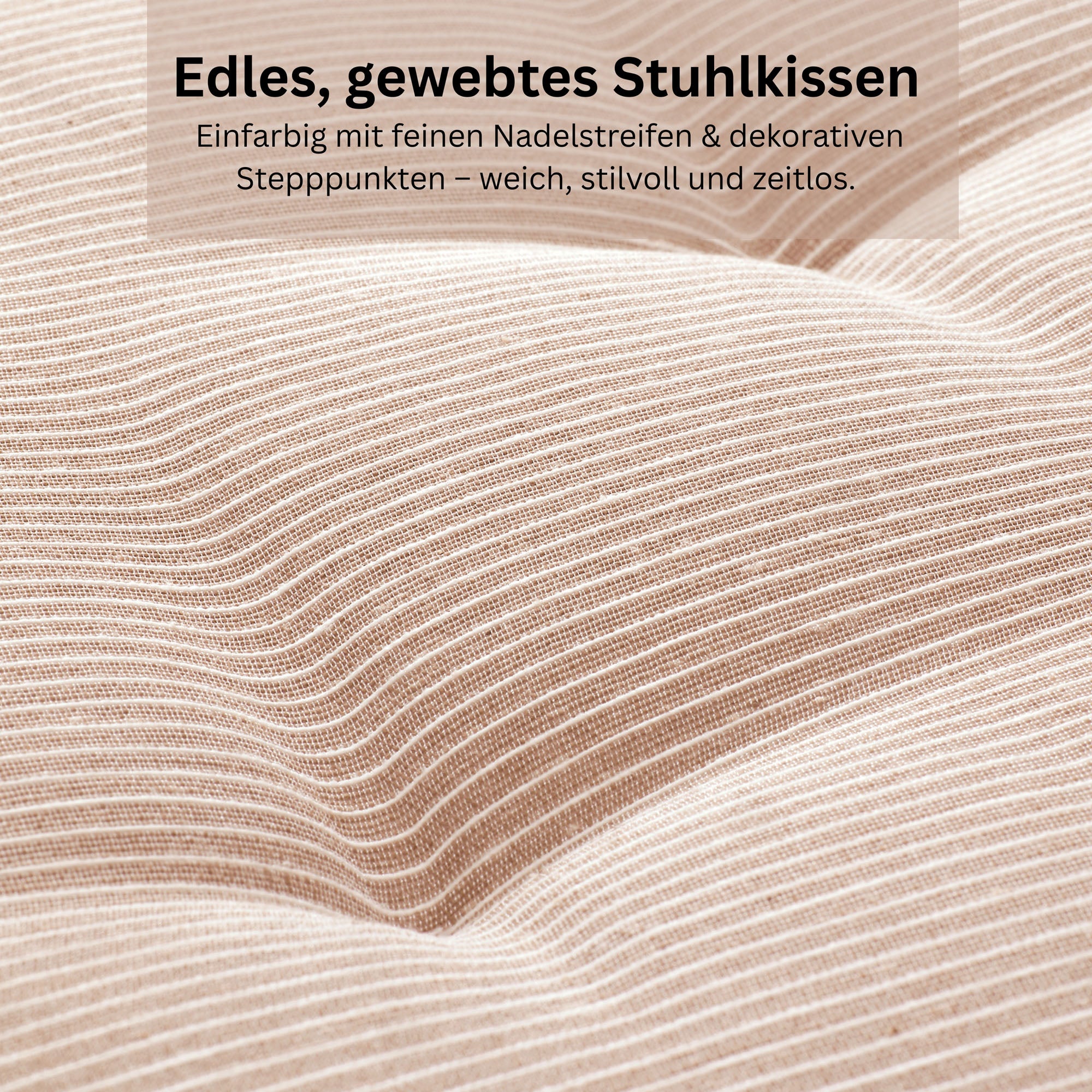 Esprit Stuhlkissen 40x40 cm, gewebt mit Stepppunkten & Nadelstreifen, pflegeleicht, waschbar 30°C, verschiedene Farben