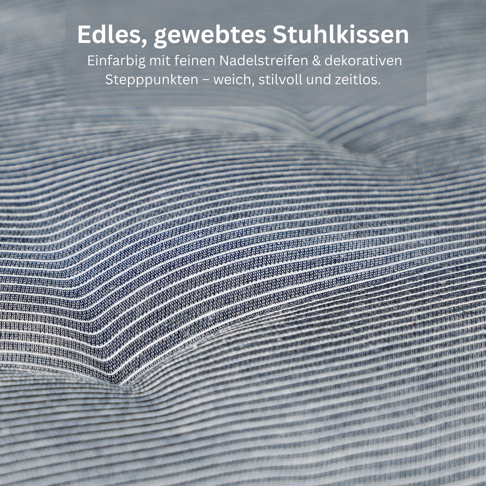 Esprit Stuhlkissen 40x40 cm, gewebt mit Stepppunkten & Nadelstreifen, pflegeleicht, waschbar 30°C, verschiedene Farben