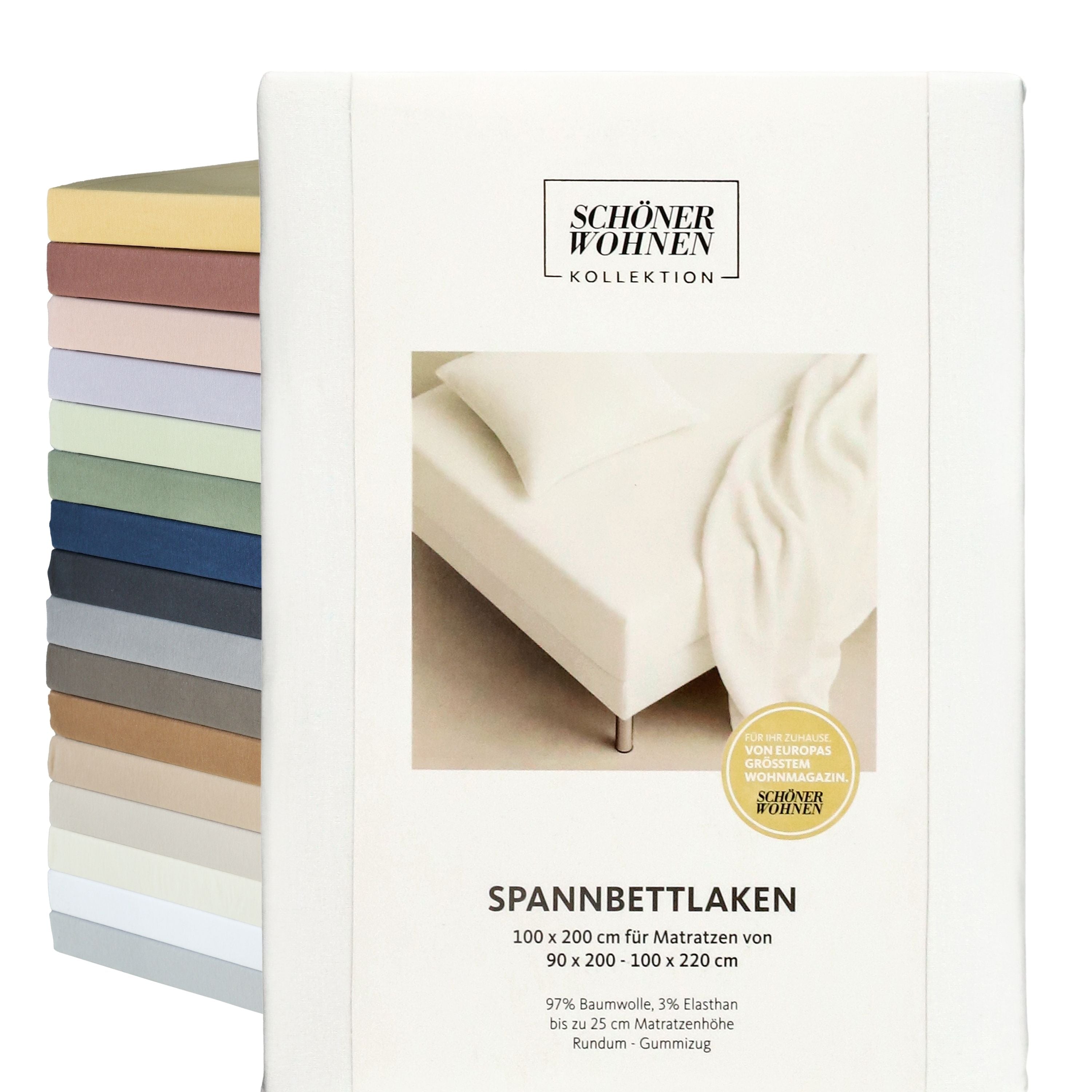 SCHÖNER WOHNEN Spannbettlaken, Spannbetttuch, 100x200cm, 150x200cm, 200x200cm, Jersey-Elasthan