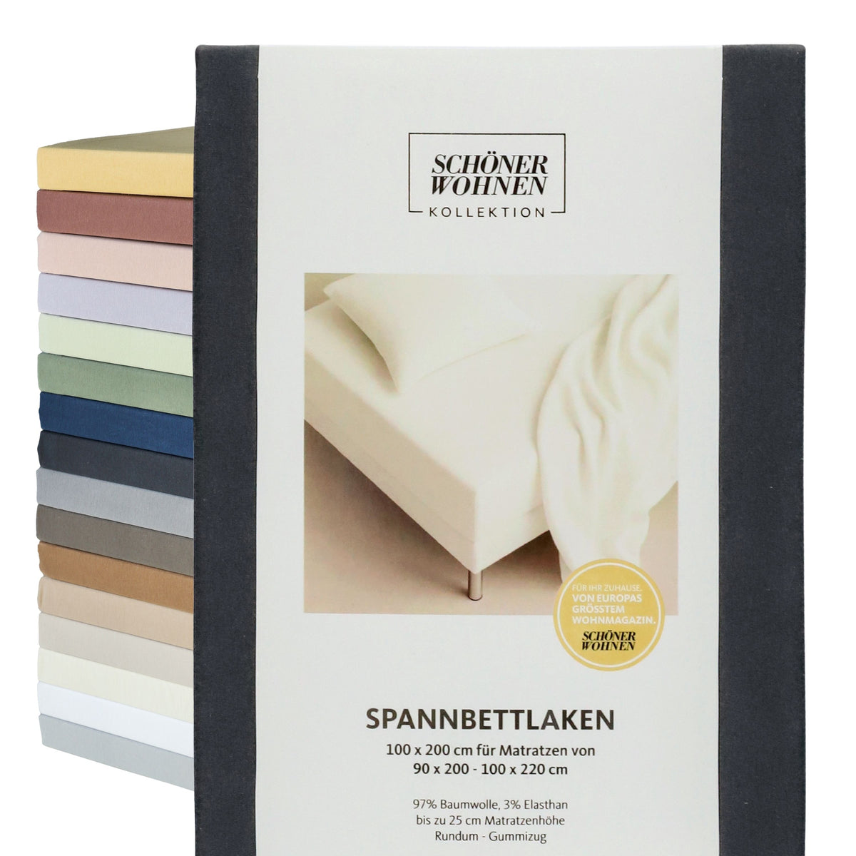 SCHÖNER WOHNEN Spannbettlaken, Spannbetttuch, 100x200cm, 150x200cm, 200x200cm, Jersey-Elasthan