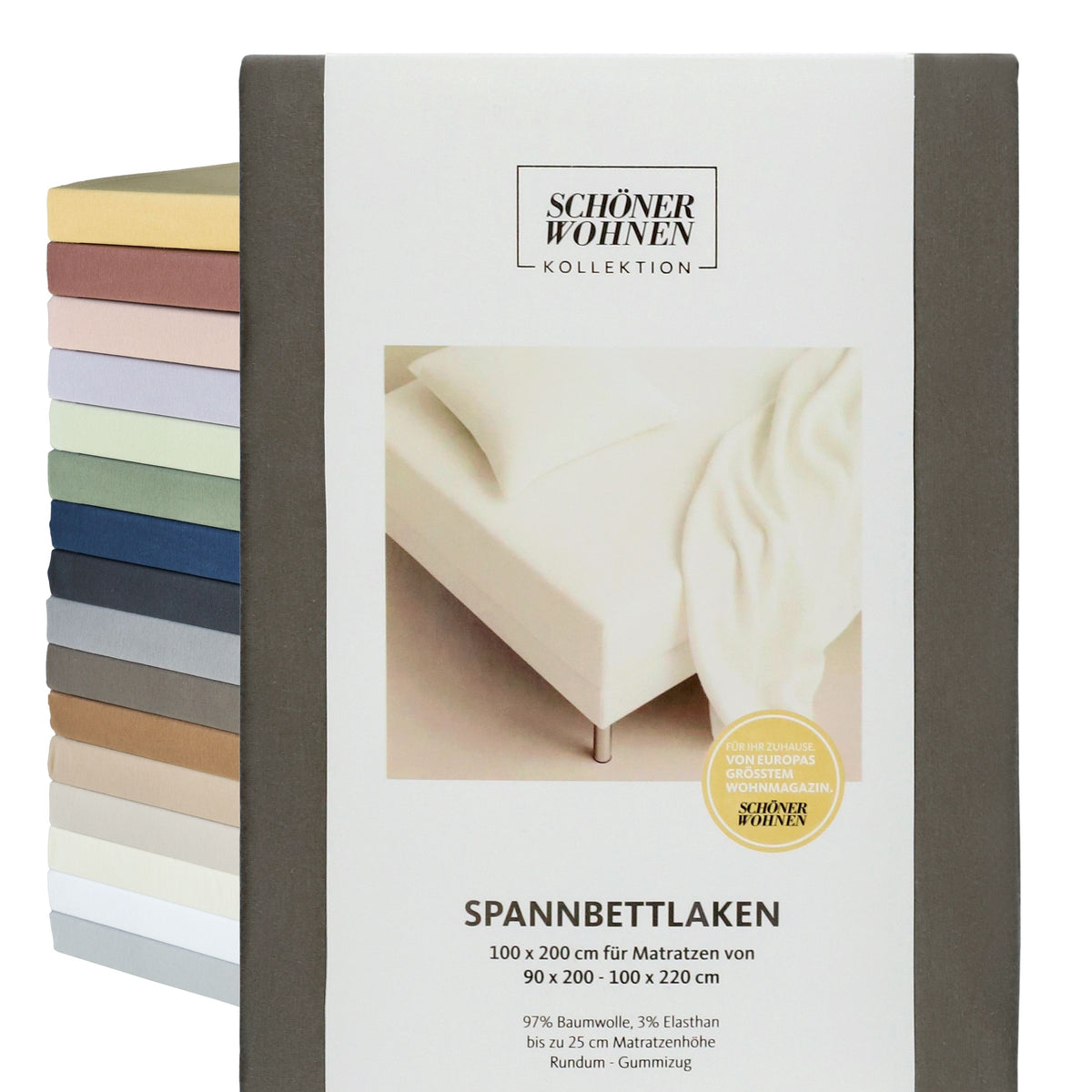 SCHÖNER WOHNEN Spannbettlaken, Spannbetttuch, 100x200cm, 150x200cm, 200x200cm, Jersey-Elasthan