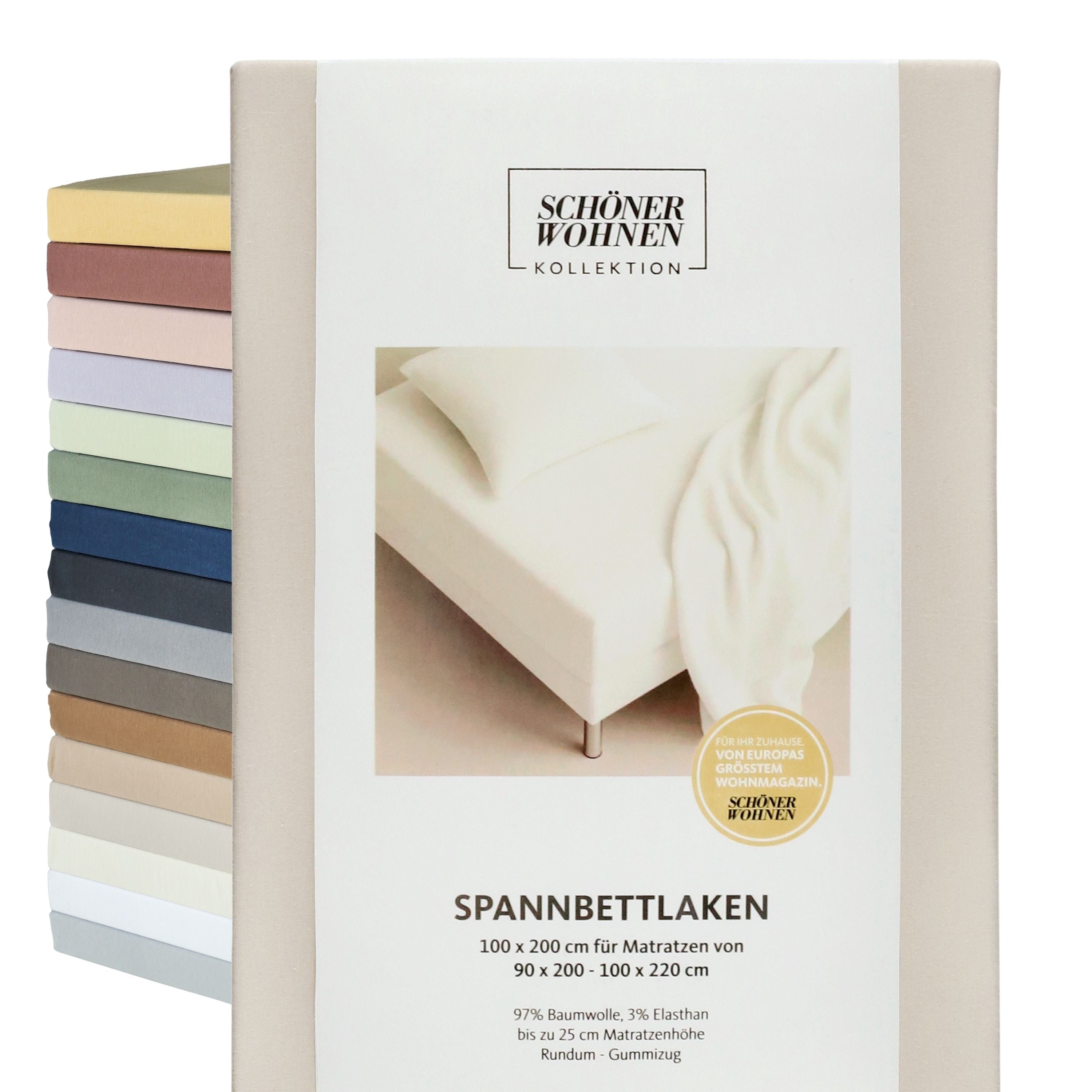 SCHÖNER WOHNEN Spannbettlaken, Spannbetttuch, 100x200cm, 150x200cm, 200x200cm, Jersey-Elasthan