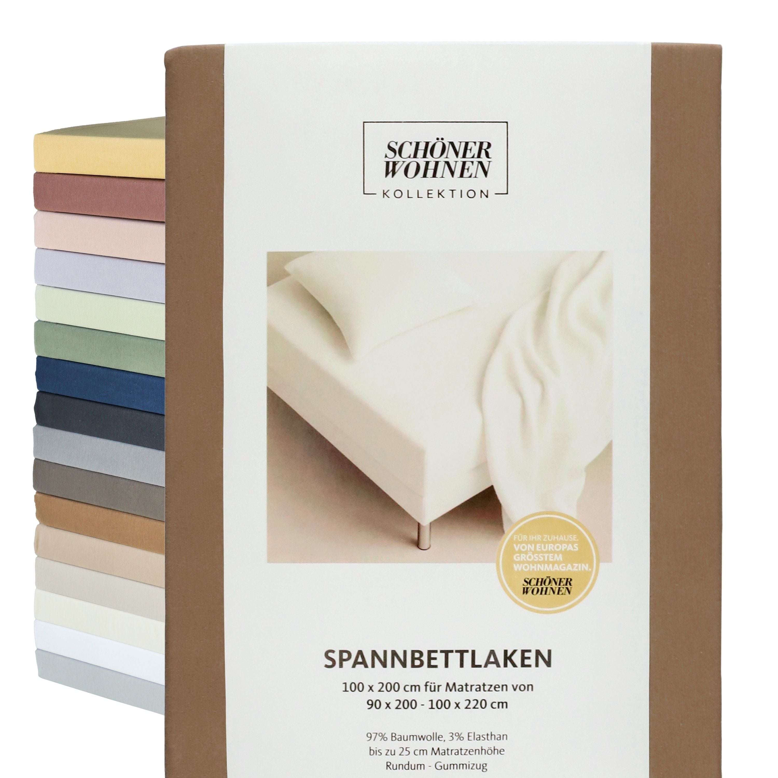SCHÖNER WOHNEN Spannbettlaken, Spannbetttuch, 100x200cm, 150x200cm, 200x200cm, Jersey-Elasthan