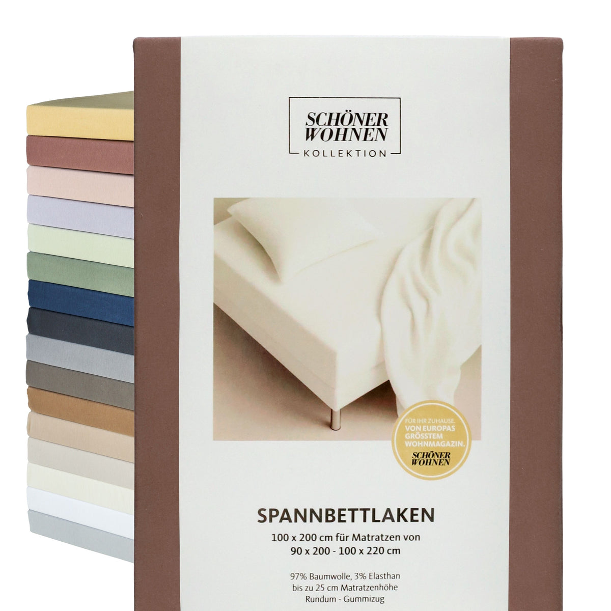SCHÖNER WOHNEN Spannbettlaken, Spannbetttuch, 100x200cm, 150x200cm, 200x200cm, Jersey-Elasthan