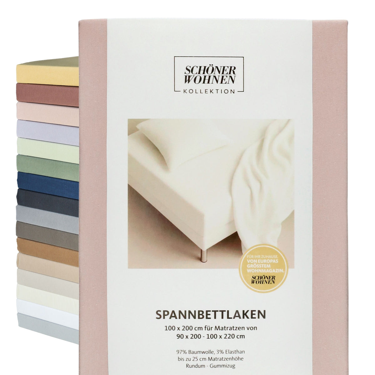 SCHÖNER WOHNEN Spannbettlaken, Spannbetttuch, 100x200cm, 150x200cm, 200x200cm, Jersey-Elasthan