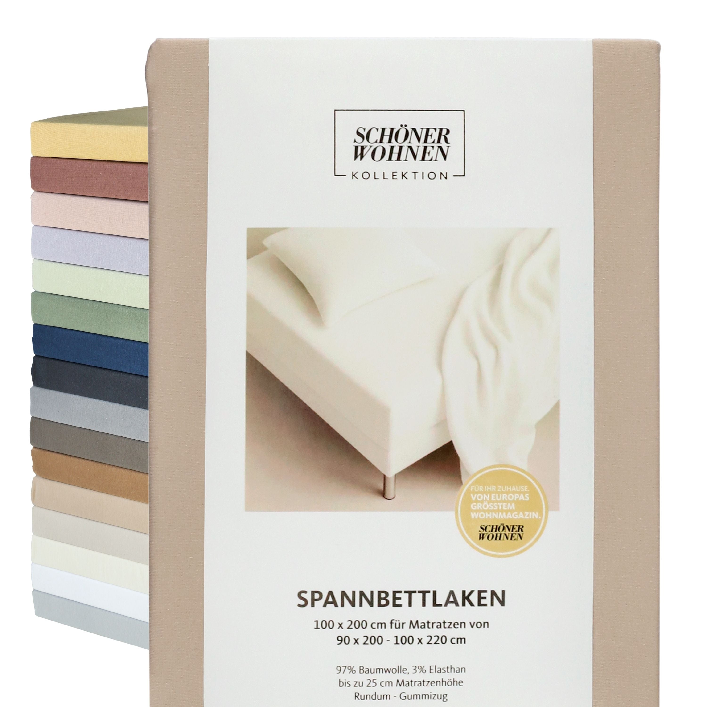 SCHÖNER WOHNEN Spannbettlaken, Spannbetttuch, 100x200cm, 150x200cm, 200x200cm, Jersey-Elasthan