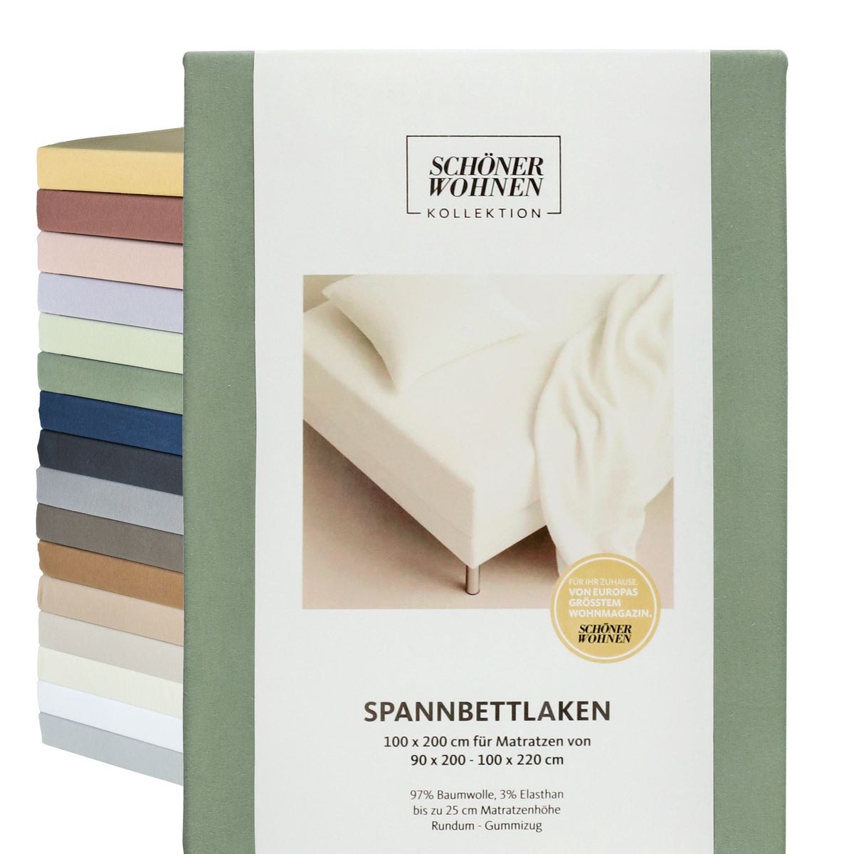 SCHÖNER WOHNEN Spannbettlaken, Spannbetttuch, 100x200cm, 150x200cm, 200x200cm, Jersey-Elasthan