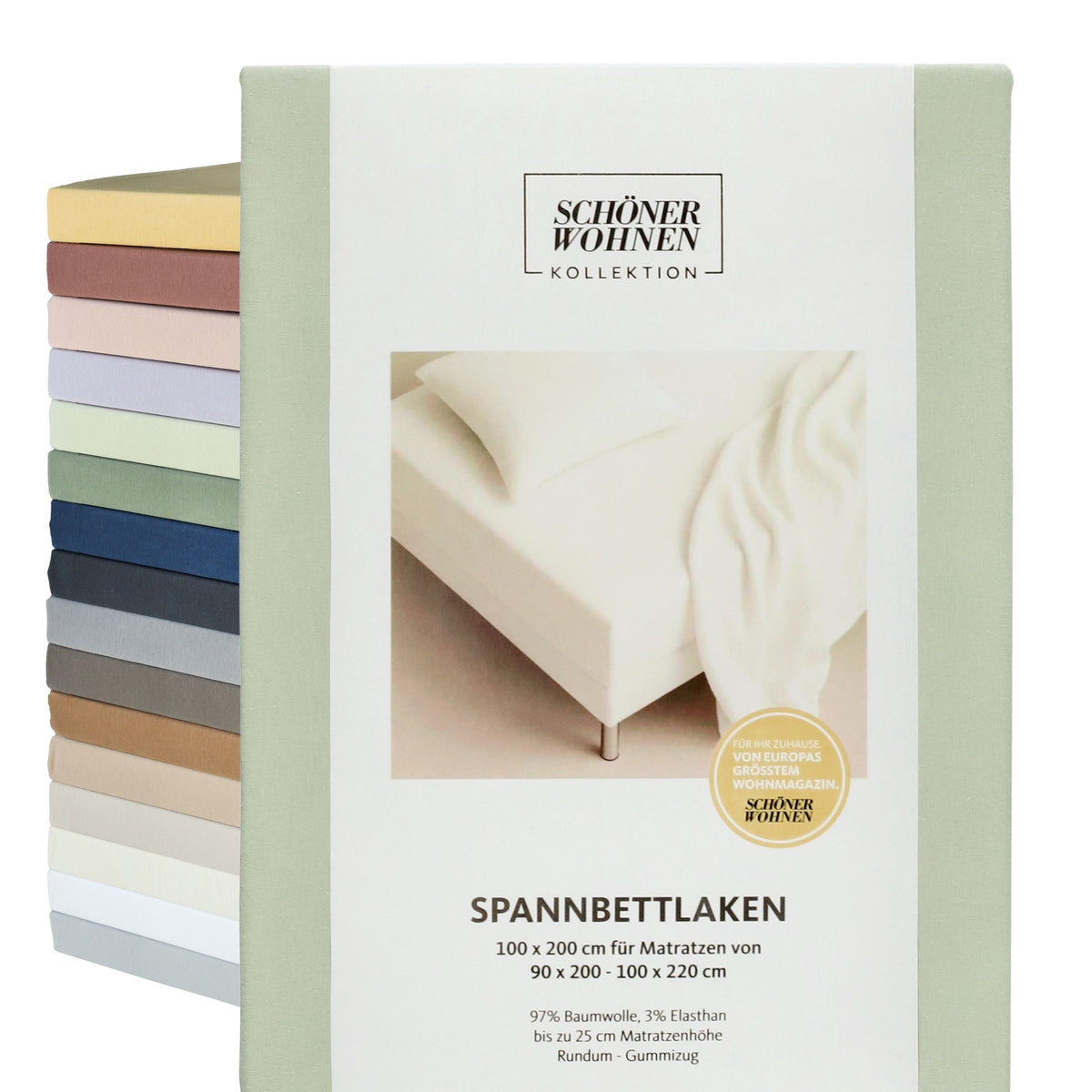 SCHÖNER WOHNEN Spannbettlaken, Spannbetttuch, 100x200cm, 150x200cm, 200x200cm, Jersey-Elasthan