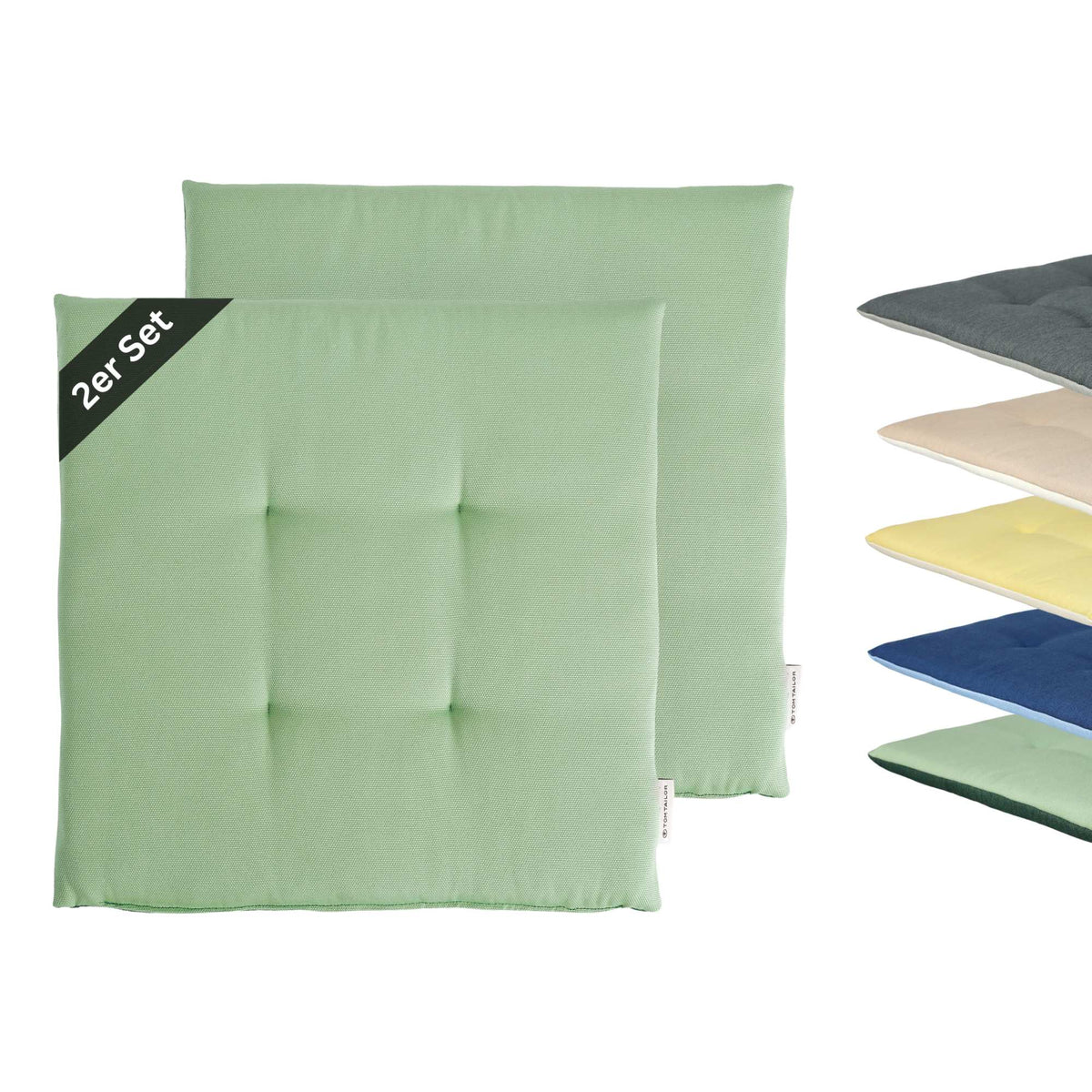 TOM TAILOR Sitzkissen 2er Set - weicher Baumwoll-Mix - 40x40cm