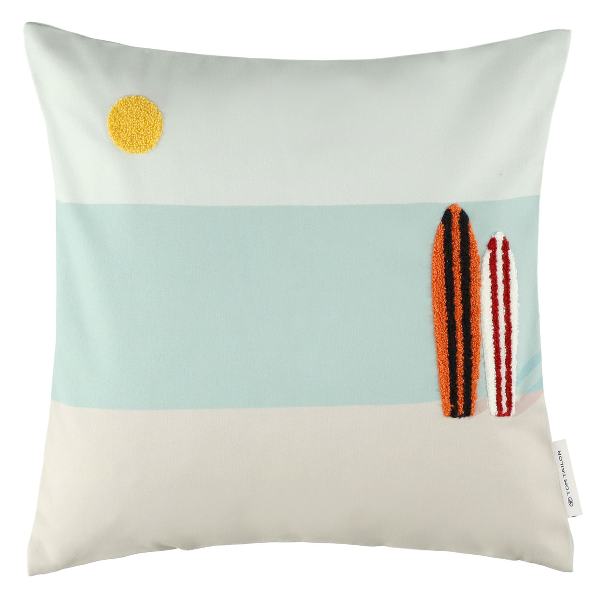 Tom Tailor Zierkissenhülle gewebt – Fröhliche Sommermotive, Streifen & maritime Prints, dekorative Stickereien, pflegeleichter Materialmix