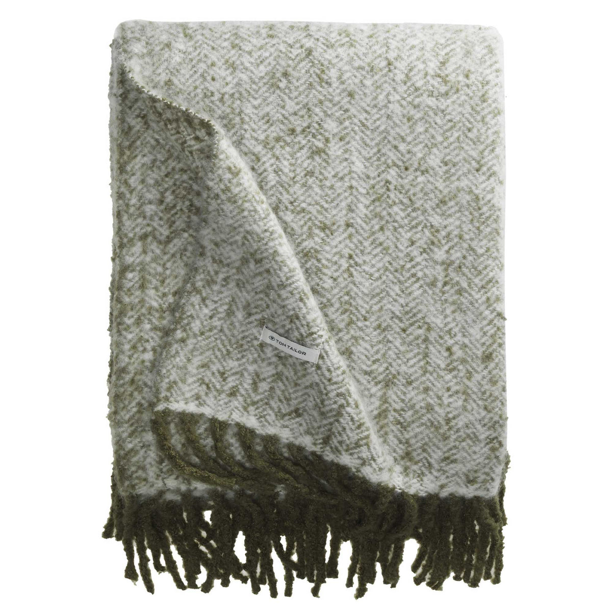 TOM TAILOR Kuscheldecke - Fischgrätenmuster mit Fransen 130x170cm